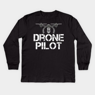 Cute Drone Pilot Funny Drone Lovers Kids Long Sleeve T-Shirt